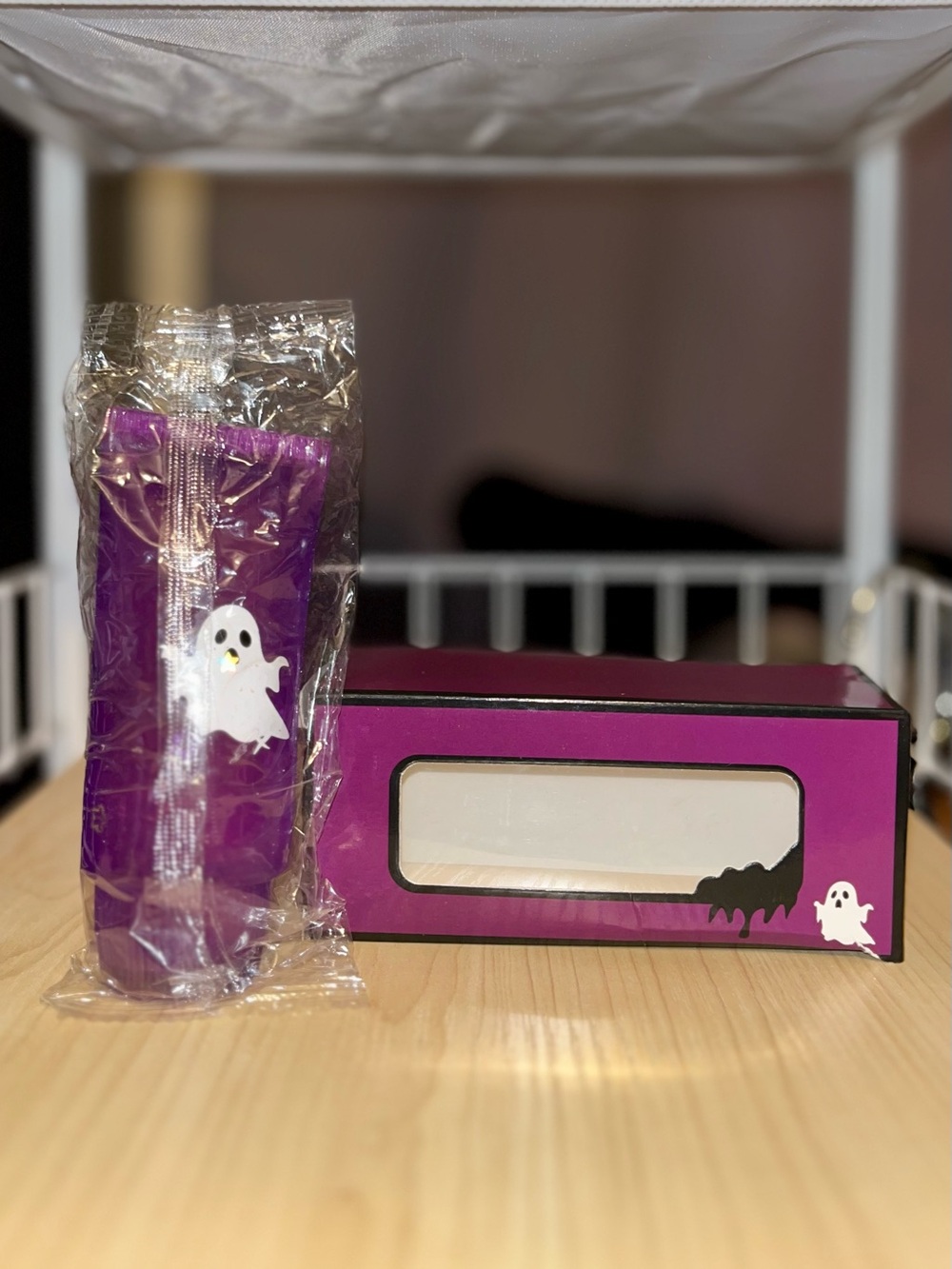 Purple Halloween Ghost Treat Cups and Napkin Box - Party Supplies